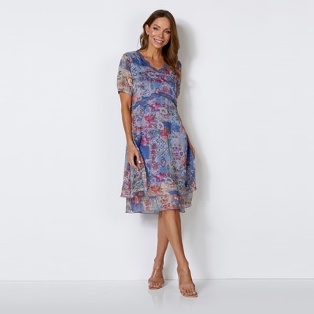 Boo Radley Floral Print Elbow Sleeve Dress