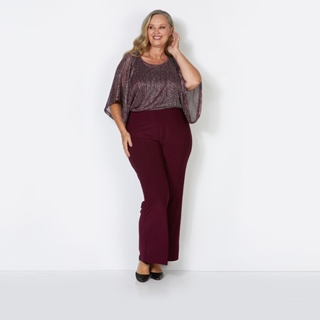 Nina Leonard Moonlight Dolman Sleeve Overlay Jumpsuit