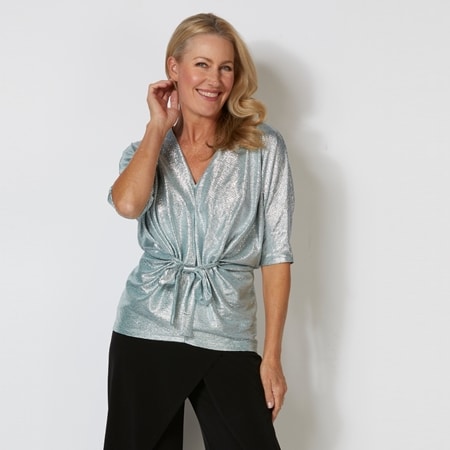 Evie Grace Ivy Sparkle Knit Twist Front Top