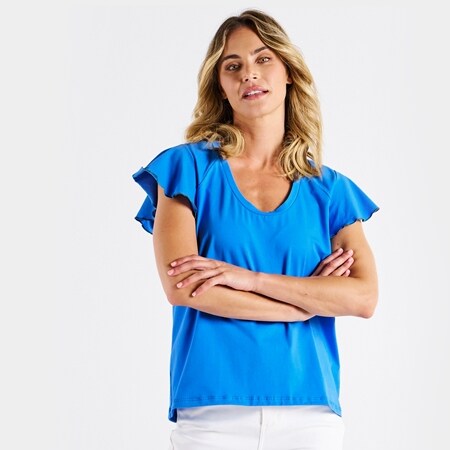 Betty Basics Magnolia Frill Sleeve Top