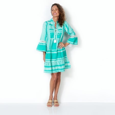 Ble Resort 100% Cotton Kaftan Dress with Embroidery