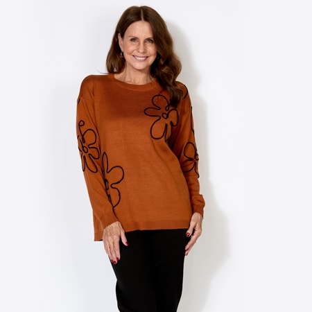Amanda Charles Round Neck Drop Shoulder Long Sleeve Sweater