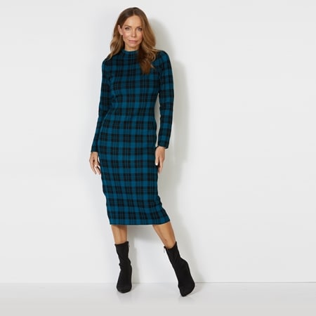 Amanda Charles Mock Neck Long Sleeve Dress