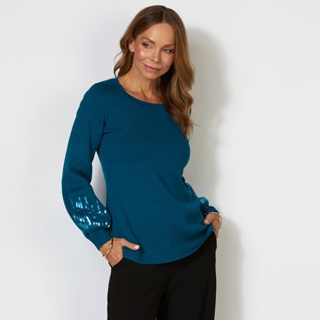 Amanda Charles Long Balloon Sleeve Sweater
