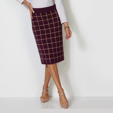 Amanda Charles Elastic Waist Box Jacquard Skirt