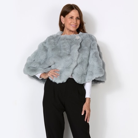 Amanda Charles Novelty Fur Wrap Capelet With Rhinestone Closure