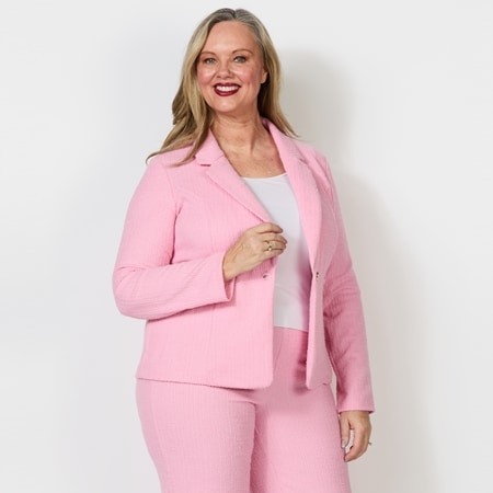 Nina Leonard Long Sleeve Stretch Boucle Blazer