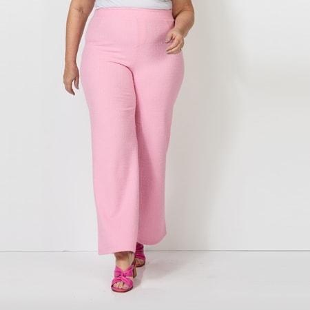 Nina Leonard Pull On Stretch Boucle Wide Leg Pant