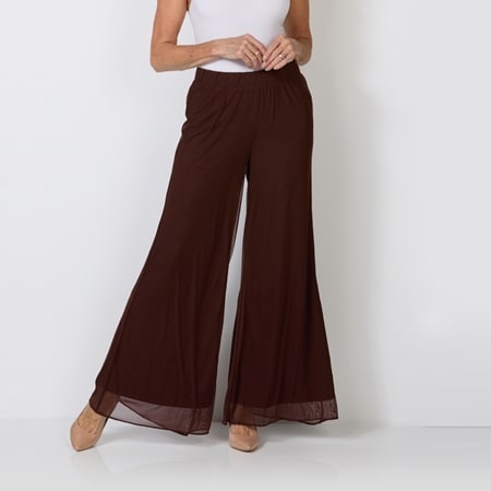 Nina Leonard Pull On Sheer Matte Jersey Chiffon Wide Leg Palazzo Pant