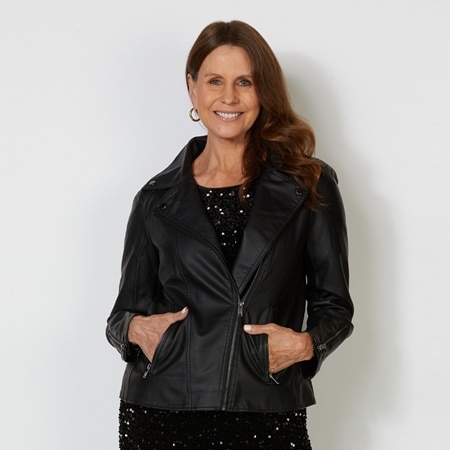 Hailey Lyn Long Sleeve Pleather Classic Moto Jacket