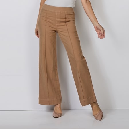 Hailey Lyn Stretch Denim Wide Leg Pant With Elastic Waist