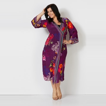 Silk Islands 100% Silk Night Mood Long Wrap Dress