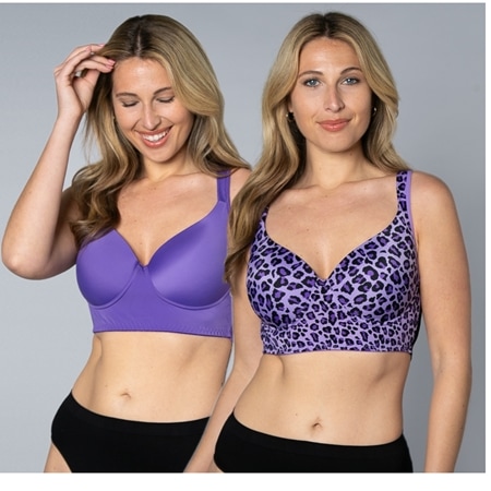Rhonda Shear 2 Pack Molded Cup Bra with Lace Back Detail