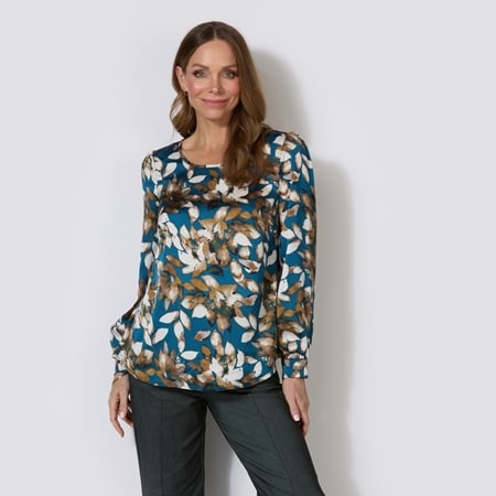 Hailey Lyn Round Neck Balloon Sleeve Blouse