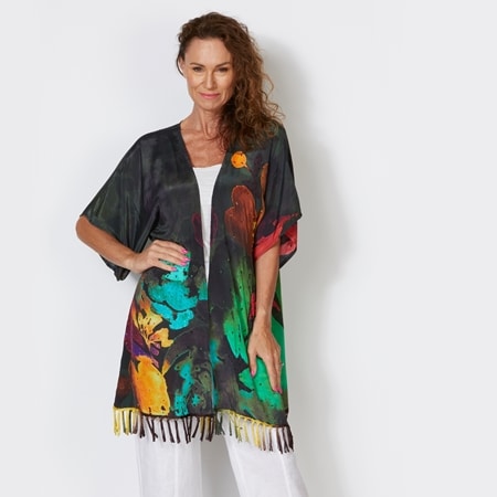 Kelly's Kloset Ombre Fringing Embellished Kaftan