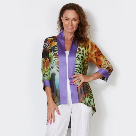 Kelly's Kloset Mid Length Hi Lo Jacket With 3/4 Sleeve