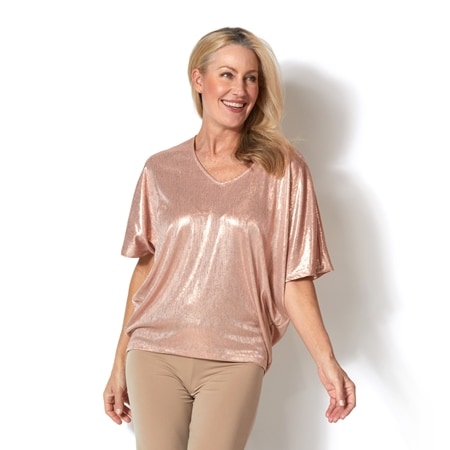 Jersey Girl V Neck Metallic Vesta Top