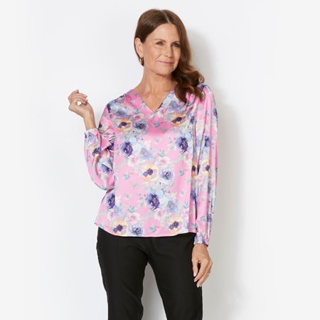 Isaac Mizrahi Printed Satin Blouse