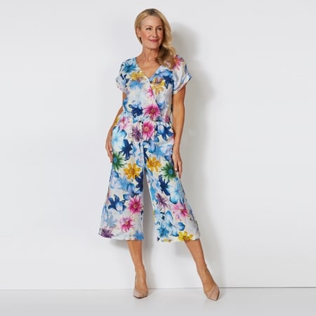 Spanner 100% Linen Short Sleeve Jumpsuit