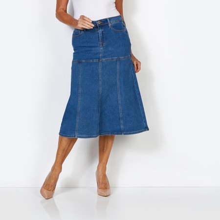 Diane Gilman Virtual Stretch Flounce Midi Skirt