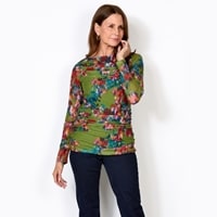 Diane Gilman Printed Mesh Boatneck Top