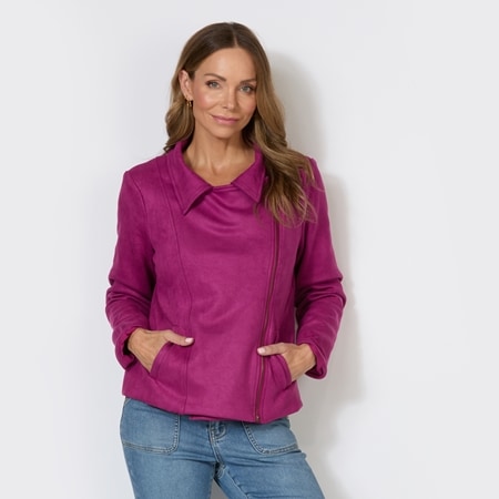 Bella Loren Faux Suede Cropped Biker Jacket