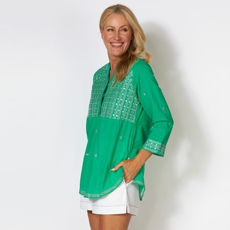 Rubyyaya Hadley Cotton Embellished Shirt
