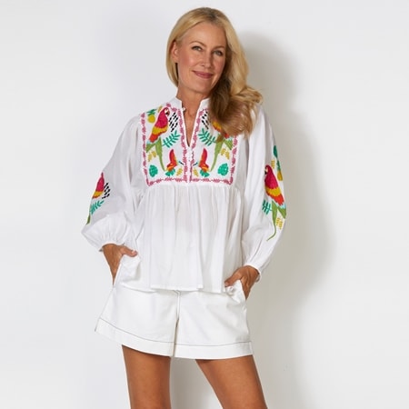 Rubyyaya Marmoset Cotton Embroidered Shirt