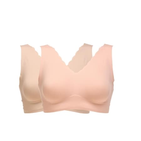 Rhonda Shear 2 Pack Invisible Edge Body Bra with Scallop Edge