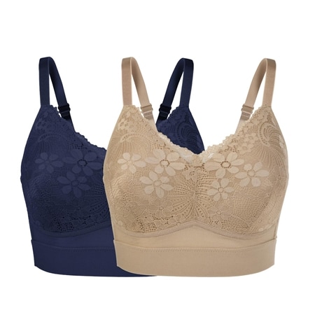 Rhonda Shear 2 Pack Molded Cup Bra with Lace Overlay