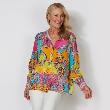 Silk Islands Aphrodite 100% Silk Long Sleeve Button Up Shirt
