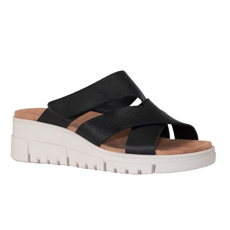 Vionic Uptown Sunset Premium Leather Crossover Strap Wedge Slide