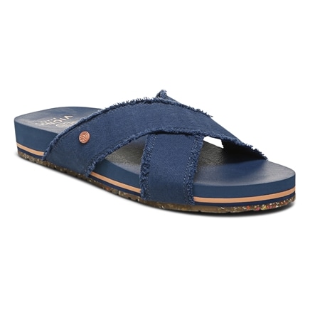 Vionic Panama Washed Cotton Canvas Crossover Slide Sandal