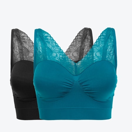 Rhonda Shear 2 Pack Ahh Seamless Bra with Mesh Lace Detail