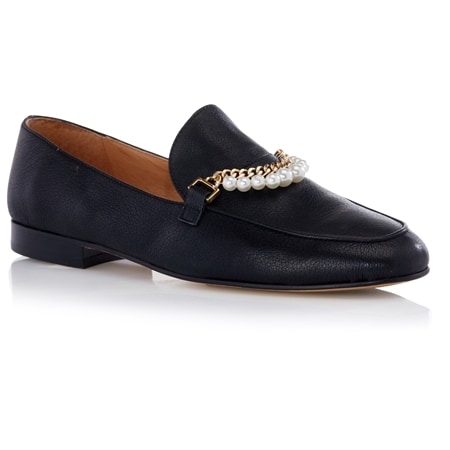 Diana Ferrari Ichani Leather Loafer with Pearl Chain Detail