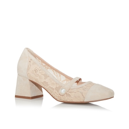Django & Juliette Vulie Lace and Suede Block Heel