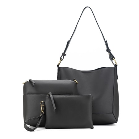 Black Caviar Marina 2 Piece Bucket Crossbody Bag with Wristlet