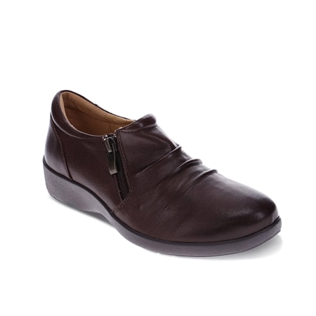 Scholl Katina Leather Shoe with Side Zip and Orthaheel Technology