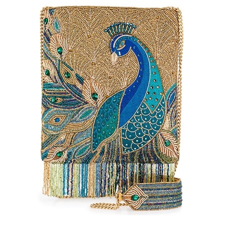 Mary Frances Peacock Feathers Crossbody Bag