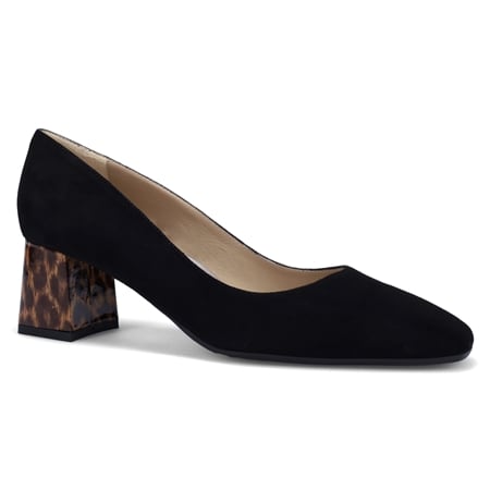 Ron White Lucille Suede Pump with Leopard Print Block Heel