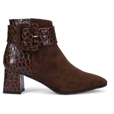 Ron White Linzi Suede Embossed Ankle Boot with Side Buckle Detail