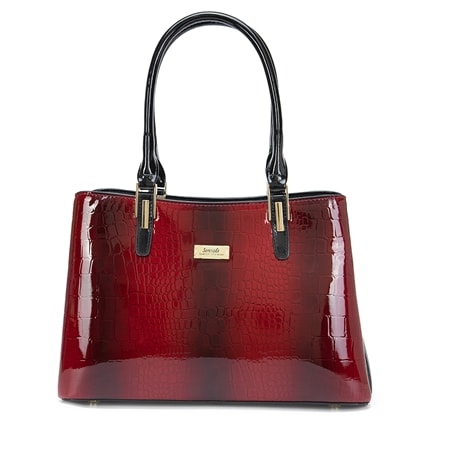 Serenade Cherry Croc Grip Handle Leather Handbag