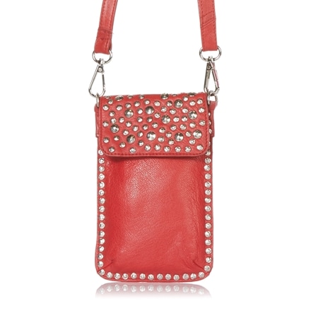 Cadelle Delphine Leather Studded Phone Case with Crossbody Strap