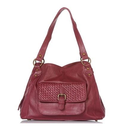Cadelle Hazel Leather Handbag with Woven Pocket