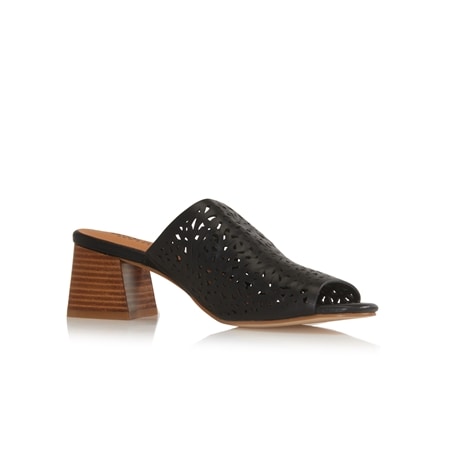 Bresley Airess Leather Laser Cut Mule with Block Heel