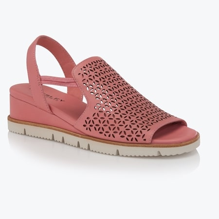 Bresley Sled Leather Laser Cut Slingback Wedge Sandal