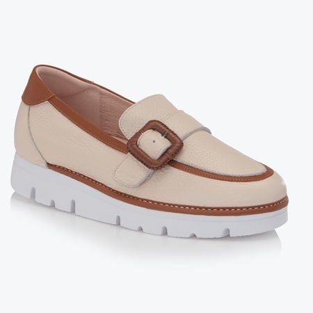 Bresley Gelato Envy Two Tone Leather Loafer with Buckle Trim