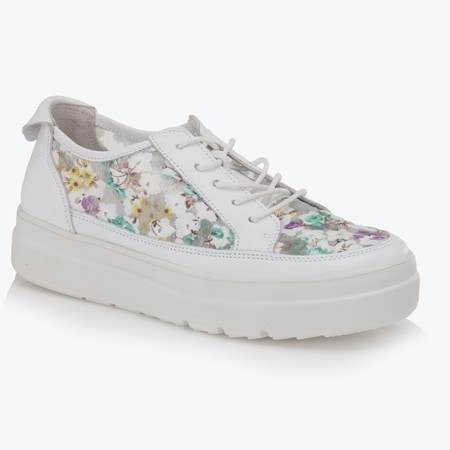Bresley Gelato Boss Leather & Mesh Lace-up Sneaker with Flower Detail