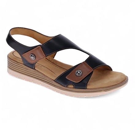 Scholl Paige Wedge Sandal w/Flex-Sole & Hook & Loop Closure