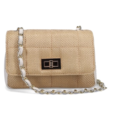 Ron White Heatley Quilted Raffia and Leather Crossbody Bag